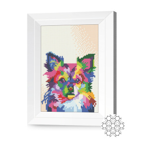 Chihuahua multicolor 20x30 cm, mozaic cu diamante