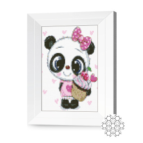 Panda în fundiță 20x30 cm, mozaic cu diamante