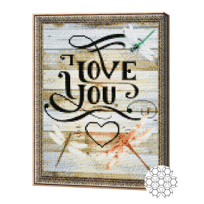 Poster "I love you" 30x40 cm, mozaic cu diamante