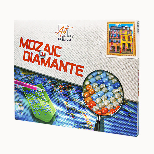 Căsuțe aprinse 30x40 cm, mozaic cu diamante