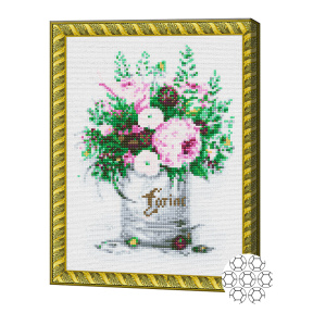 Buchet în acuarelă 30x40 cm, mozaic cu diamante