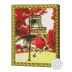 Înflorirea copacilor la Paris 30x40 cm, mozaic cu diamante