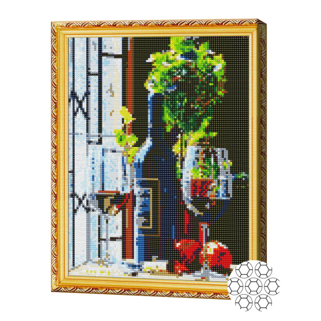Бокалы с красным вином 30x40 см, алмазная мозаика