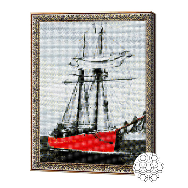 Яркая яхта 30x40 см, алмазная мозаика