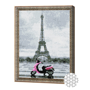 Scooter în Paris gri 30x40 cm, mozaic cu diamante