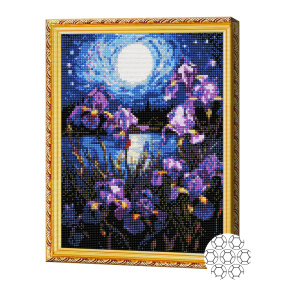 Iriși și luna 30x40 cm, mozaic cu diamante