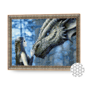 Vrăjitoarea și dragonul 30x40 cm, mozaic cu diamante