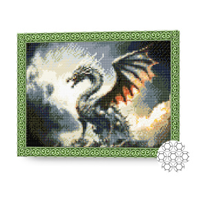 Dragon înfiorător 30x40 cm, mozaic cu diamante