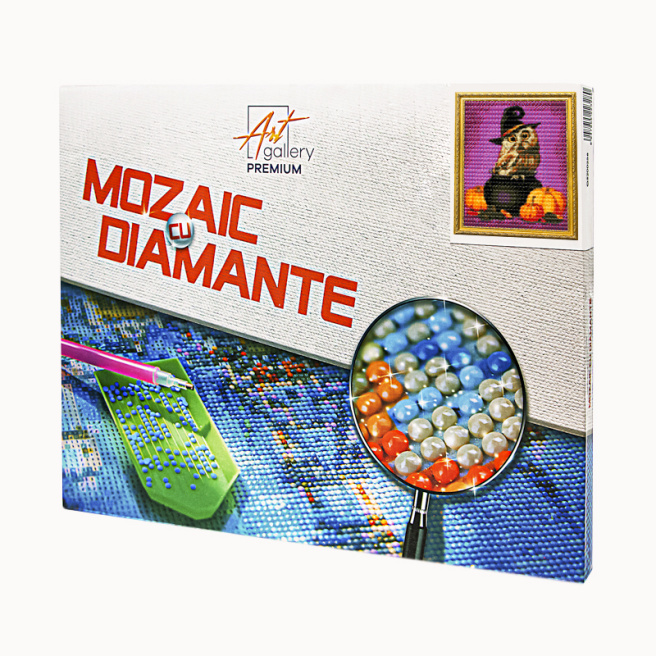 Bufniță și bostani 30x40 cm, mozaic cu diamante