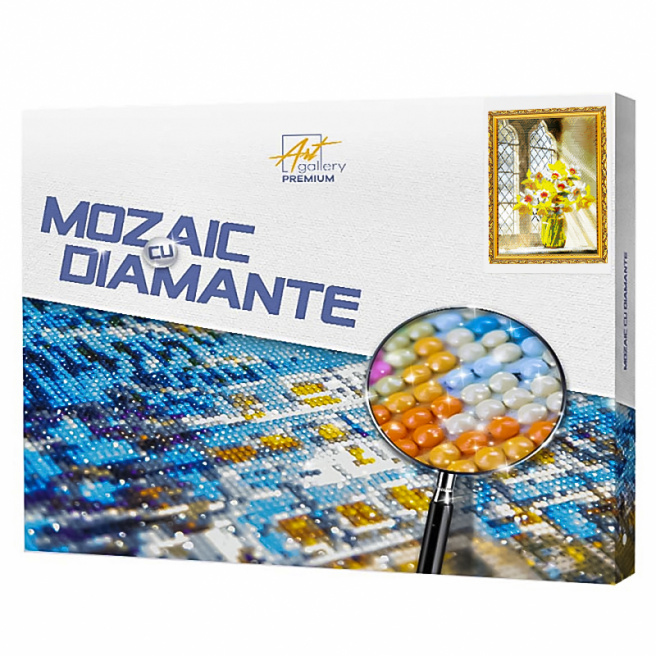 Buchet lângă geam 40x50 cm, mozaic cu diamante
