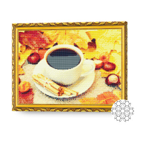 Cafea printre frunze 40x50 cm, mozaic cu diamante