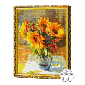 Buchet de floarea soarelui 40x50 cm, mozaic cu diamante