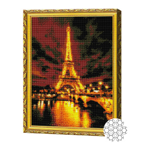 Turnul Eiffel iluminat 40x50 cm, mozaic cu diamante