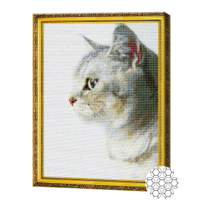 Профиль котика 40x50 см, алмазная мозаика