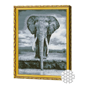 Elefant în nuanțe gri 40x50 cm, mozaic cu diamante