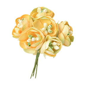 Decor pentru creativitate, buchet de 6 flori, 2,5 cm, galben