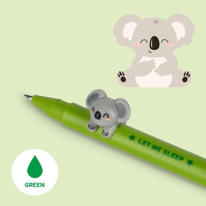 Ручка гелевая Legami "KOALA" зелёная, 0,5мм