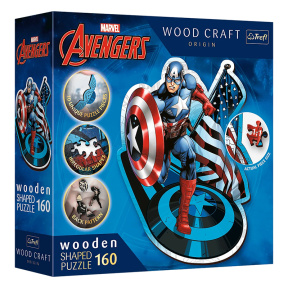 Puzzle- "160 Wooden Shaped Puzzles" - Fearless Capitan America / Disney Marvel