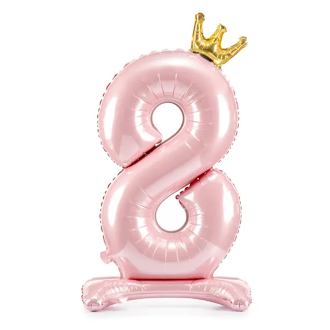 Balon Folie cu Stativ cifra „8”, 84 cm, roz deschis