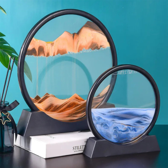 Cadru 3d cu nisip în mișcare, 26x27x4,5 cm, culoare portocaliu