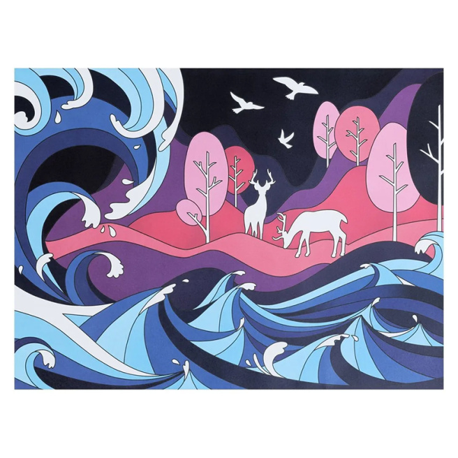 Pictură cu nisip colorat "Pădure misterioasă", pungă de carton