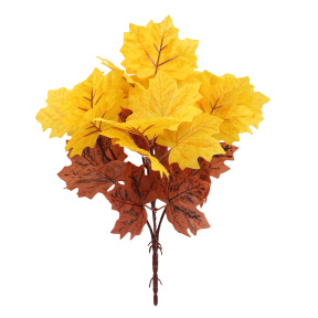 Ramură decorativă cu frunze de arțar, 40 cm, culoare galben-brun