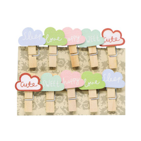 Набор прищепок для декора, Облака 2.5 см