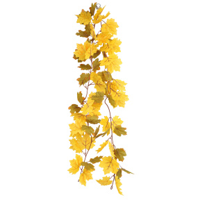 Ghirlandă din frunze de arțar de toamnă, galben și verde, 177 cm