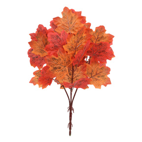 Ramură decorativă cu frunze de arțar, 40 cm, culoare portocalie-roșu
