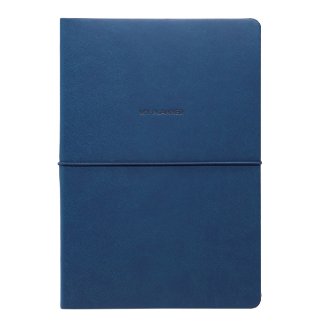 Agendă nedatată A5 săptămâna/linie 106 foi IDEE copertă flexibilă cu elastic DENIM BLUE
