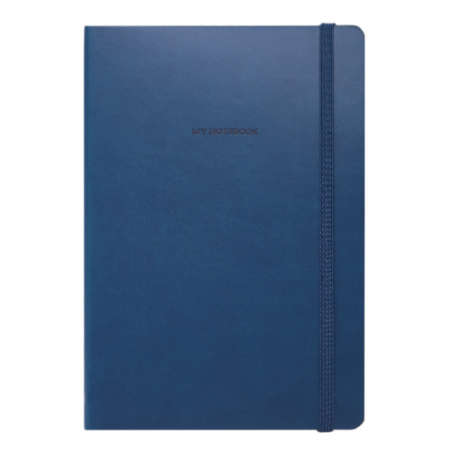 Agendă nedatată A5 pătrățele 96 foi IDEE copertă flexibilă cu elastic DENIM BLUE