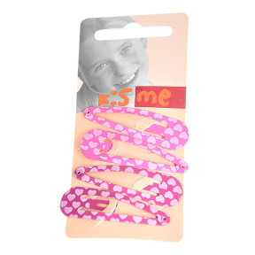 Set 2 buc. Agrafe click-clack Inimă roz