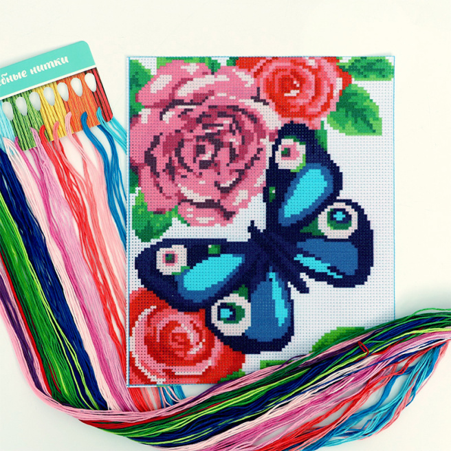 Set broderie cruciuliță „Fluture” 25 x 20 cm