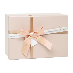 Коробка подарочная с бантиком, бежевая, 21х14х8 см