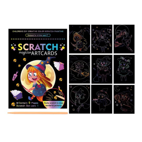 Set de Scratch carduri Halloween: Vrăjitoare pe matură