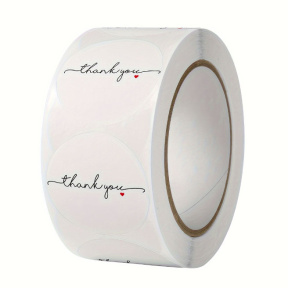 Autocolante "Thank You", 25 mm, caligrafic, 500 buc/rulou