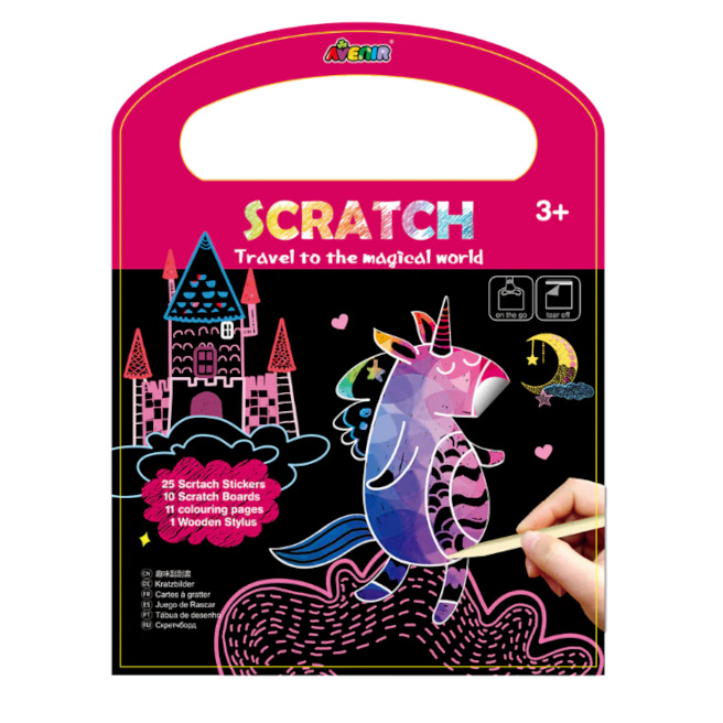 Set de răzuit - Lumea magică. Carduri, autocolante, cărți de colorat (25+10+11)