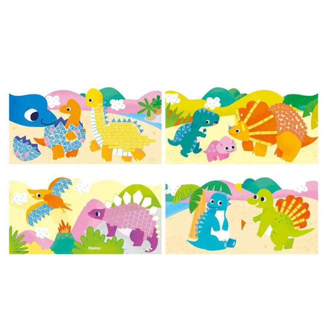 Aplicație cu stickere mozaic - „Dinozauri”, 600 elemente