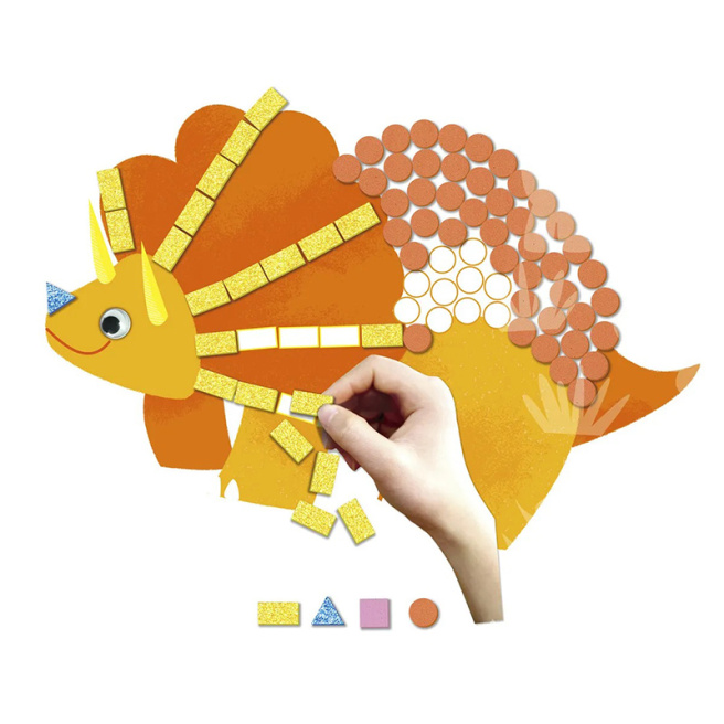 Aplicație cu stickere mozaic - „Dinozauri”, 600 elemente