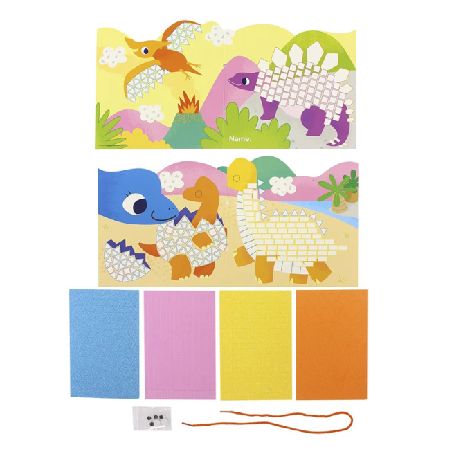 Aplicație cu stickere mozaic - „Dinozauri”, 600 elemente