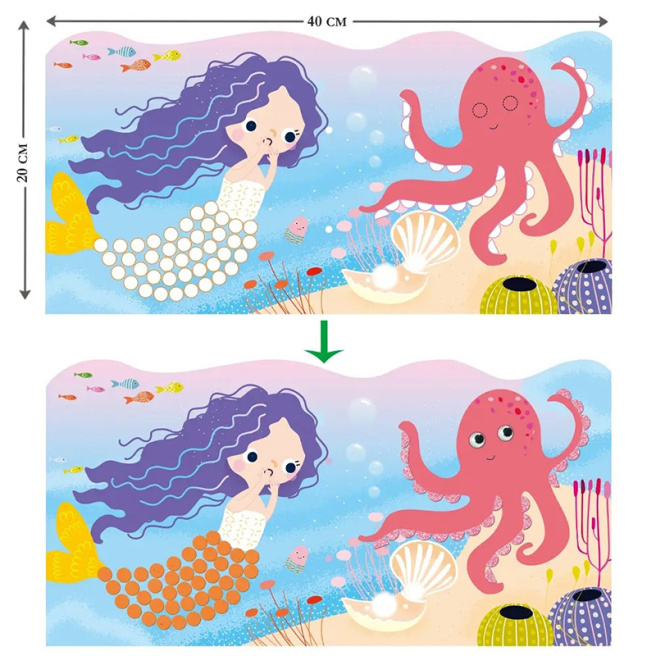 Aplicație cu stickere mozaic - „Sirenă”, 600 elemente