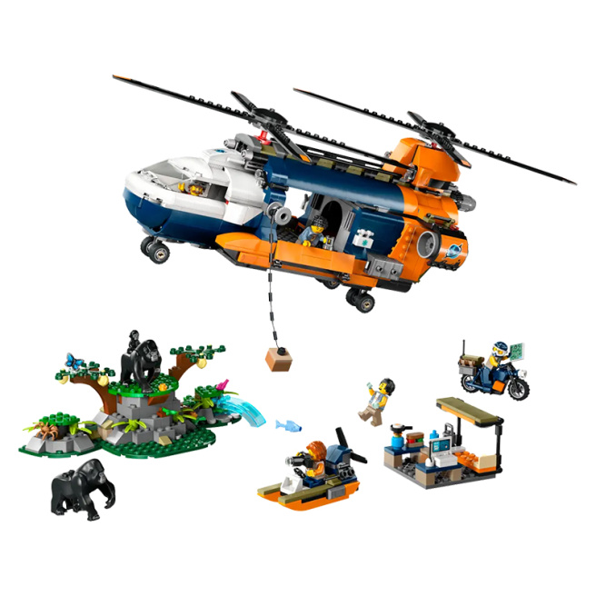 Constructor LEGO City Elicopterul Jungle Explorer la tabăra de bază