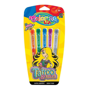 Set de pixuri gel Colorino "Tattoo" 5 culori, 5 bucăți, 0,7 mm