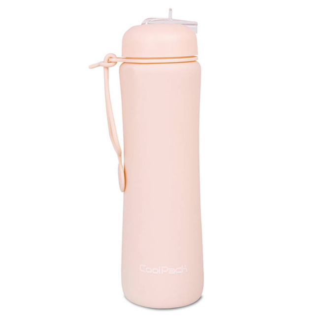 Бутылка для воды силиконовая CoolPack Pump, 600мл, персиковая