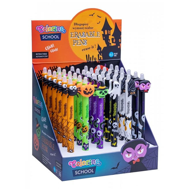 Pix cu gel ce se șterge Colorino Halloween albastru, 0,5mm