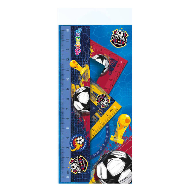 Набор линеек для черчения Colorino Football 4 предмета, линейка 15см