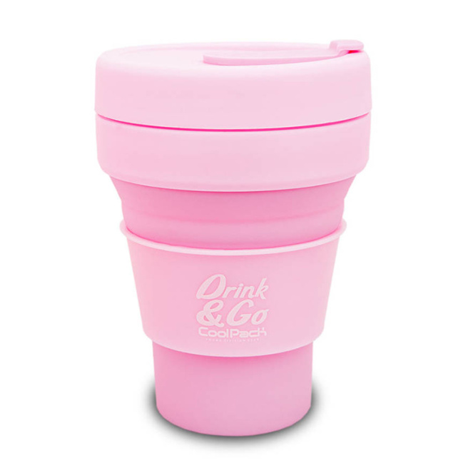 Pahar pentru apă din silicon CoolPack 355 ml, pliabil, roz