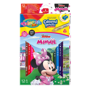 Creioane colore Colorino Minnie Mouse, triunghiulare, 12 culori