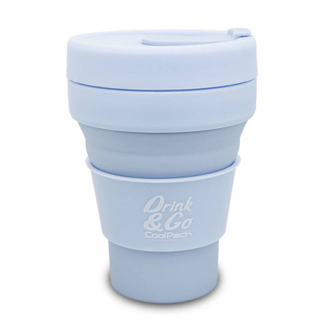 Pahar pentru apă din silicon CoolPack 355 ml, pliabil, albastru deschis