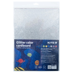 Set carton colorat cu glitter KITE A4 8 foi, 8 culori, 290 gr/m2